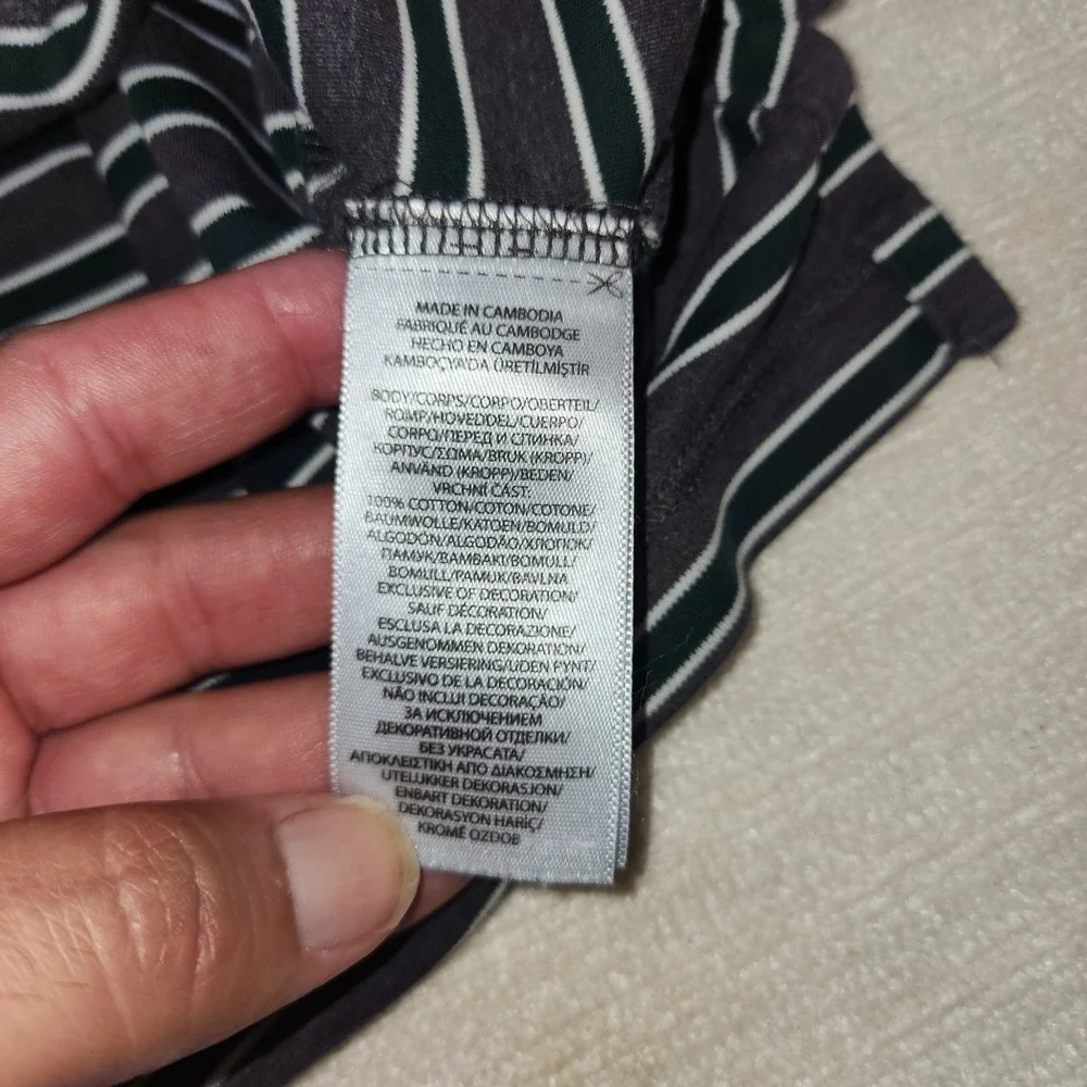 Polo Ralph Lauren Mens Custom Slim Fit Striped Polo Shirt Grey Green Medium